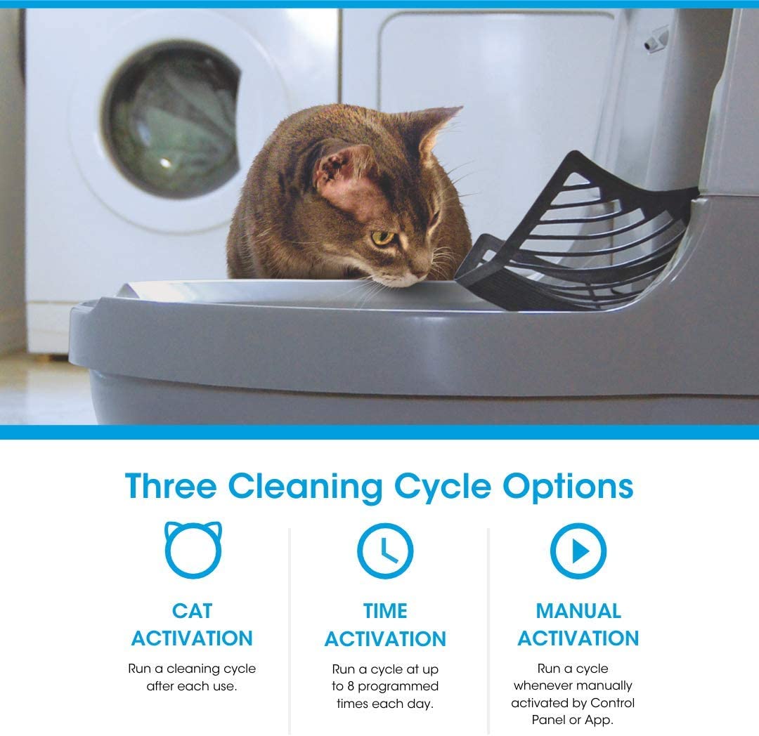 CatGenie A.I. Self-Cleaning, Fully-Flushing, Self-Scooping, Automatic Cat Box cycle options